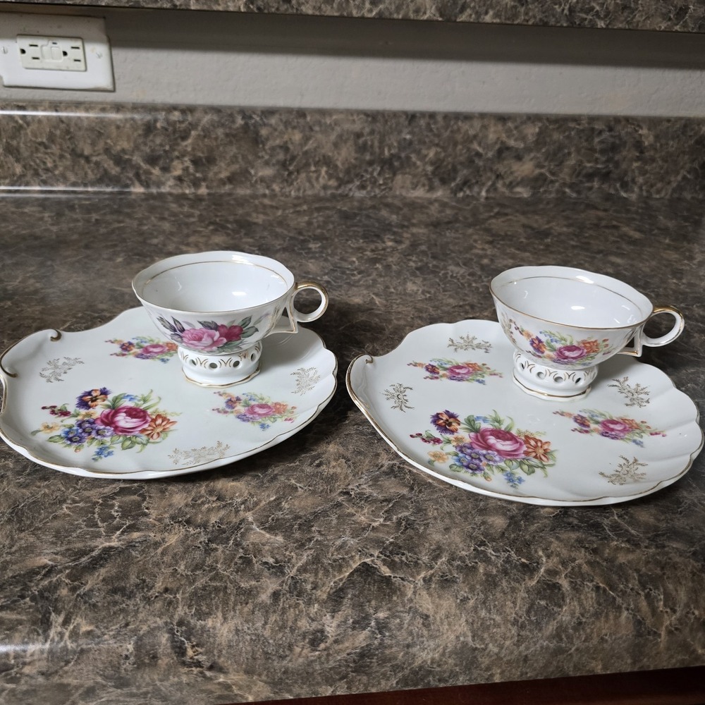Vtg. floral bone china cup and snack plate.   Perfect for High Tea.  Ardalt 6986